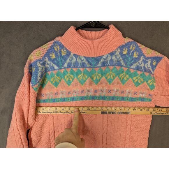 Gitano Sweater Women's Medium Pink Acrylic Hearts Ducks Flowers Retro Vintage - Picture 6 of 10
